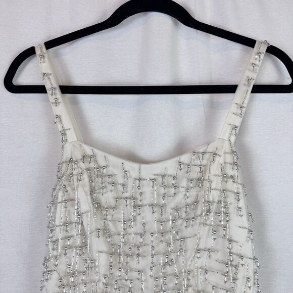 ALEXIS Briar White Ivory Beaded Fringe Romper – Bridal Bachelorette Size M - Picture 3 of 11